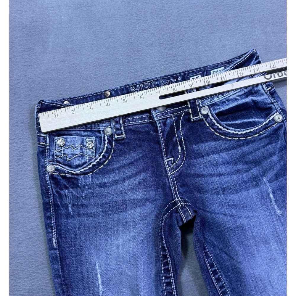 Miss Me Jeans Womens 25x29 Bootcut Lowrise Stretch Slim Studded Y2K USA - Picture 6 of 9